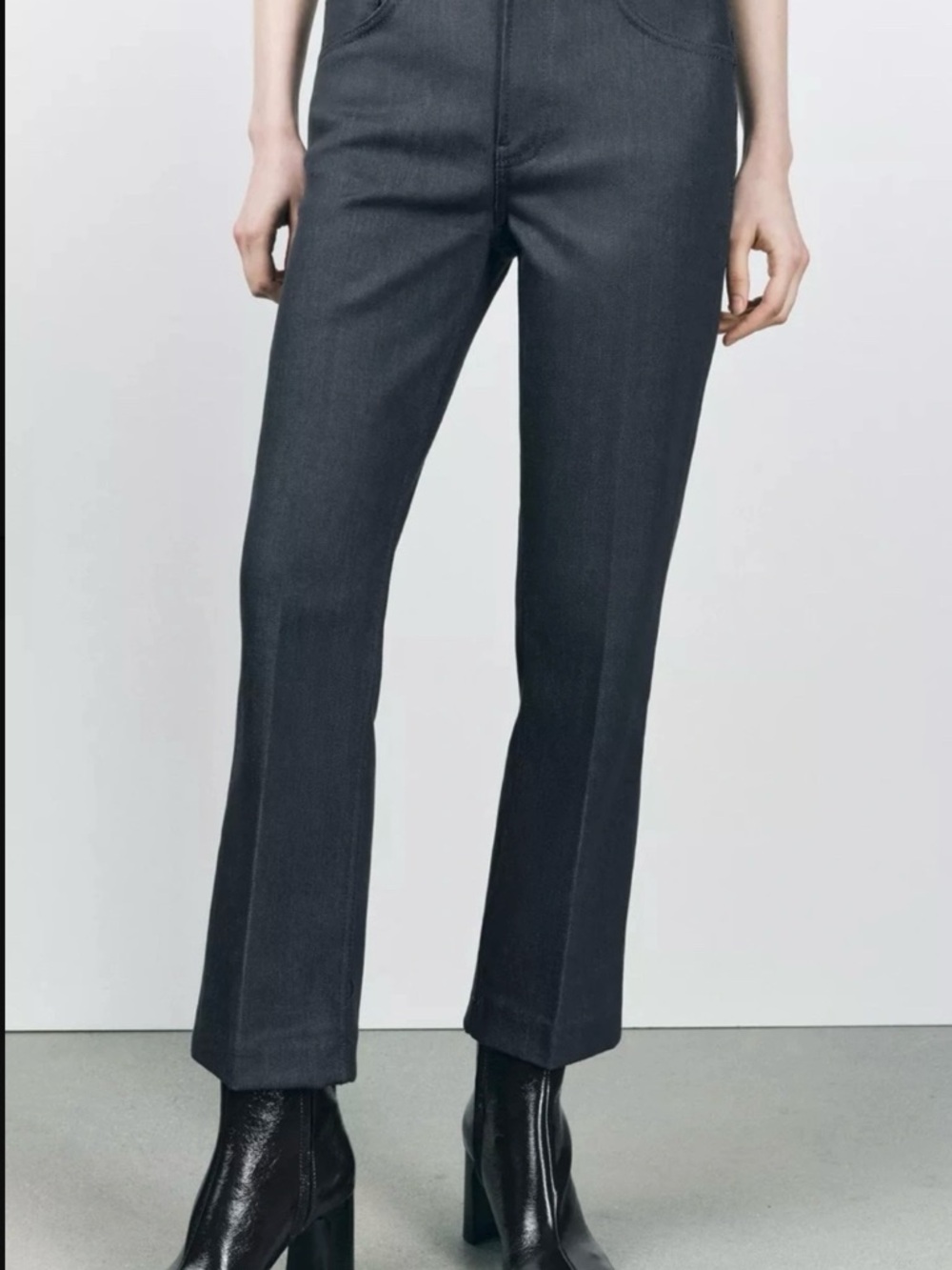 Zara Dark Gray Straight-Leg Jeans